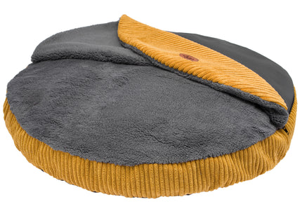 Biglo Cleo Honey Corduroy Dog Bed with Removable Cover, Honey-Gray, Medium