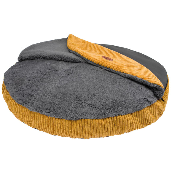 Biglo Cleo Honey Corduroy Dog Bed with Removable Cover, Honey-Gray, Medium