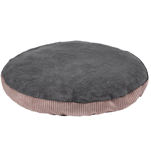 Biglo Cleo Pink Corduroy Dog Bed – XL Size, Removable Cover, Pink and Gray