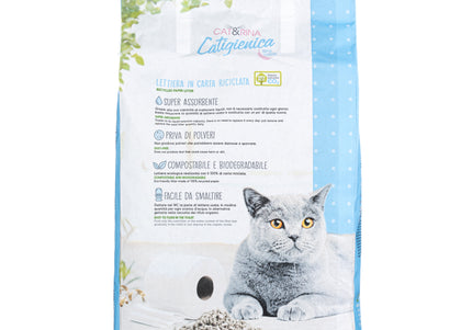 Cat&Rina Catigienica Paper Cat Litter 12L – Biodegradable, Lightweight, Low-Dust Absorbent Pellets