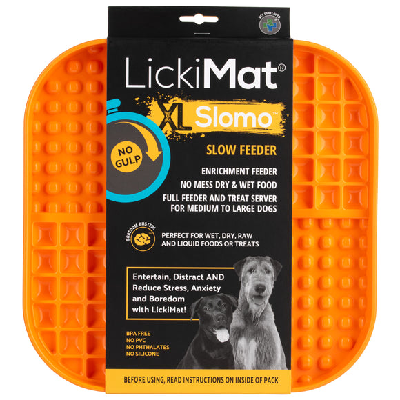 LickiMat Slomo XL Black Licking Mat – Hard Textured Design, Engaging Slow Feeder for Medium and Large Breeds
