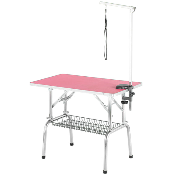 Blovi Solid Pink Grooming Table 95x55cm – Adjustable Height, Stable Non-Slip Surface