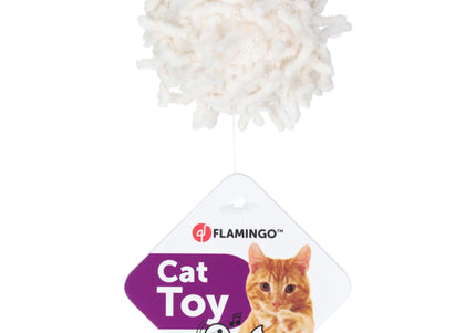 Flamingo Cat Dax Ball 4cm – Soft Mop Ball with Rattle, Catnip Infused, Quiet Play