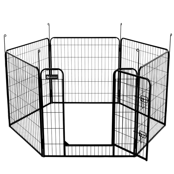 Flamingo Kennel Zecta Black Playpen – Stable 6-Panel Frame, 79x80cm, Secure Design