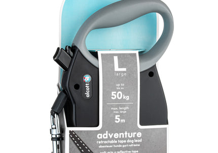 Alcott Adventure Retractable Leash Black – Reflective Retractable Lead, Small Size, Durable Design