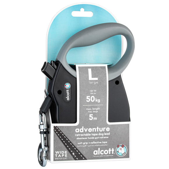 Alcott Adventure Retractable Leash Black – Reflective Retractable Lead, Small Size, Durable Design