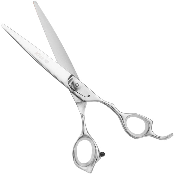 Geib Kiss Silver Pink Straight Scissors – 7.5in Micro-Bevel Blade, High-Quality Silver Finish