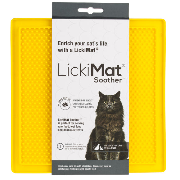 LickiMat Classic Soother Cat Licking Mat – Soft Textured Silicone, Purple, Calming Design