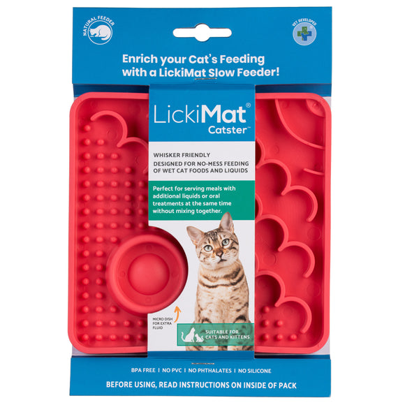 LickiMat Catser Slow-Down Cat Eating Mat with Built-in Bowl, Non-Slip Orange Design