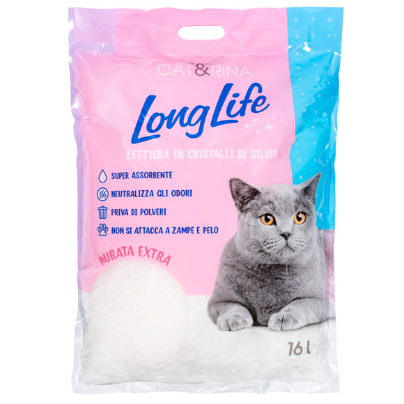 Cat&Rina LongLife Silica Gel Cat Litter 16L – Clumping, Super Absorbent, Odorless, Bacteriostatic Formula