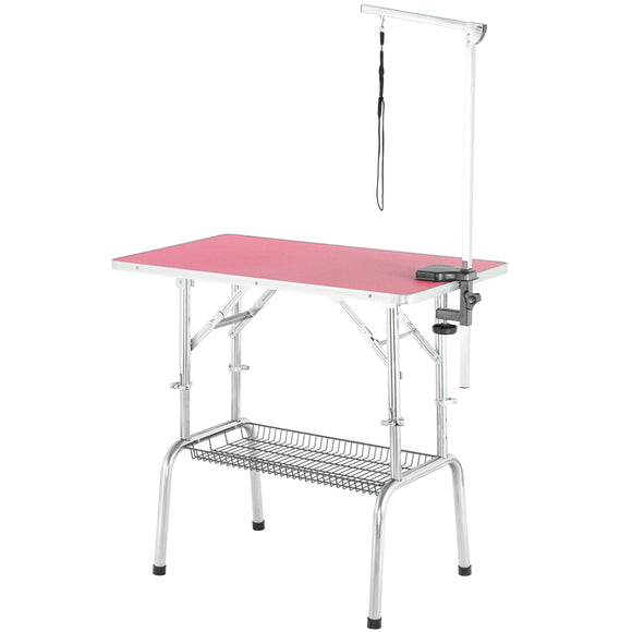 Blovi Solid Pink Grooming Table 95x55cm – Adjustable Height, Stable Non-Slip Surface