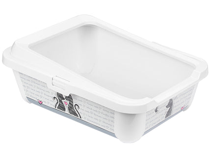Record Con Amore Cat Litter Box – Tall Open Design with Frame and Decorative Graphics