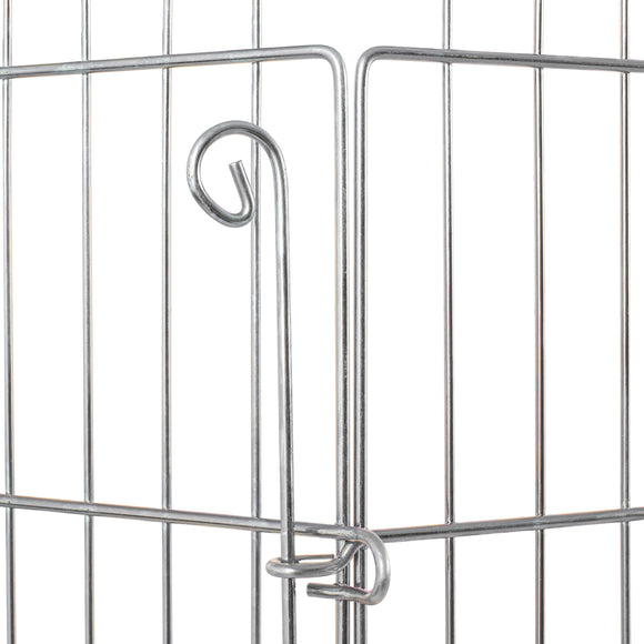 Flamingo Puppy Run Jax Silver S – Metal Playpen, 6 Panels, 80cm Height, Secure Design