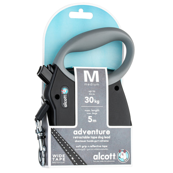 Alcott Adventure Retractable Leash Black – Reflective Retractable Lead, Small Size, Durable Design
