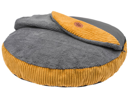 Biglo Cleo Honey Corduroy Dog Bed with Removable Cover, Honey-Gray, Medium