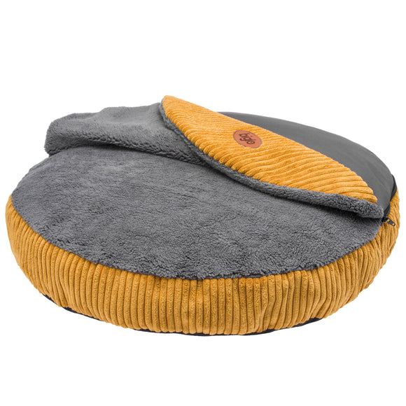 Biglo Cleo Honey Corduroy Dog Bed with Removable Cover, Honey-Gray, Medium