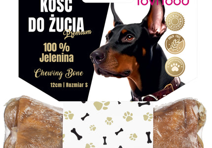 Lovi Food Premium Chewing Bone Deer Hide S – Natural 100% Deer, Long-Lasting Treat