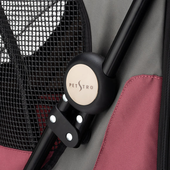 Show Tech Petstro 3-Wheel Buggy – Grey and Pink Stroller, Lightweight, Supports Up to 30kg