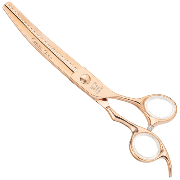 Geib Crystal Gold Curved Blender 6.5" – Single-Sided Gold Grooming Shears with 46 Teeth