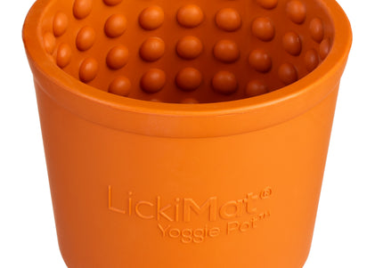LickiMat Yoggie Pot Licking Cup – Orange Textured Enrichment Toy with Studs, Durable Design
