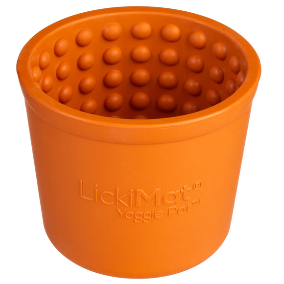 LickiMat Yoggie Pot Licking Cup – Orange Textured Enrichment Toy with Studs, Durable Design