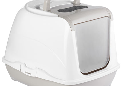 Record Home Cat Litter Box M – Enclosed Design with Extra Lid Opening, Odor Control