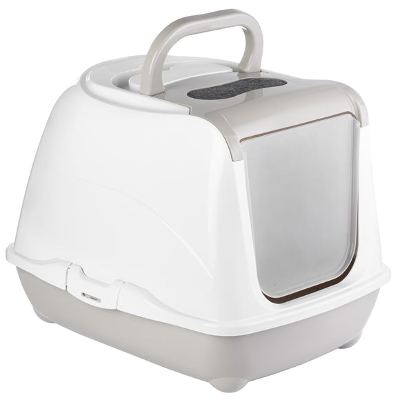 Record Home Cat Litter Box M – Enclosed Design with Extra Lid Opening, Odor Control