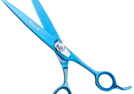 Geib Kiss Silver Blue Straight Scissors – 9.5" Micro-Bevel Edge, High-Quality Blue Finish
