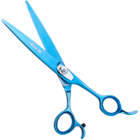 Geib Kiss Silver Blue Straight Scissors – 9.5" Micro-Bevel Edge, High-Quality Blue Finish