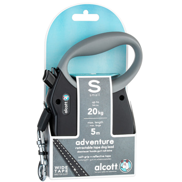 Alcott Adventure Retractable Leash Black – Reflective Retractable Lead, Small Size, Durable Design