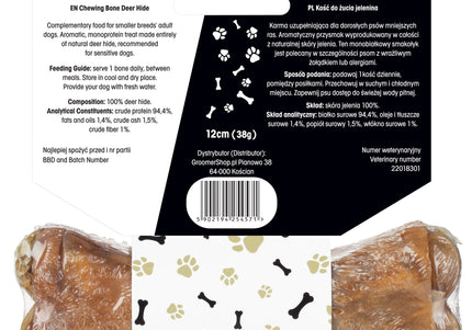 Lovi Food Premium Chewing Bone Deer Hide S – Natural 100% Deer, Long-Lasting Treat