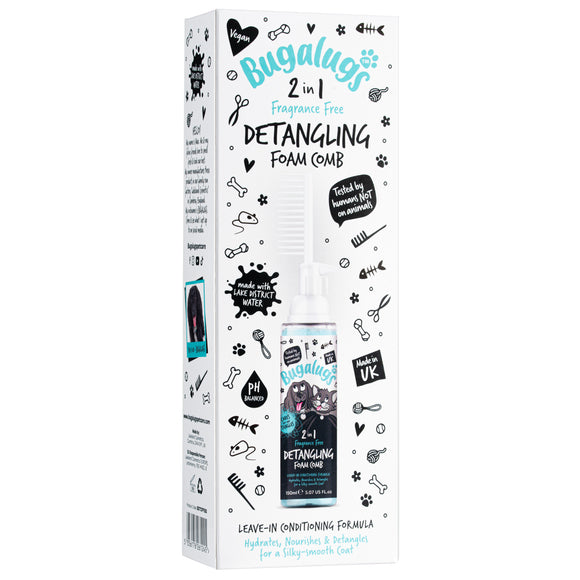 Bugalugs 2in1 Detangling Foam – Fragrance-Free, 150ml, Easy Comb-Out Formula