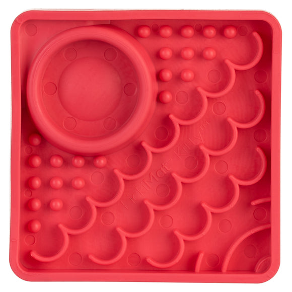 LickiMat Kitty Small Slow Feeder Mat with Built-in Bowl, Purple – Promotes Healthy Eating