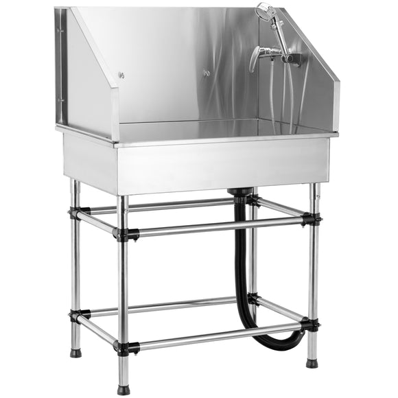 Blovi Free Standing Stainless Bath – Steel Grooming Tub, Compact Size, Durable Construction