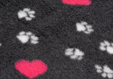 Blovi DryBed A+ Non-Slip Graphite Pet Bed with Paws and Hearts, 100x75cm