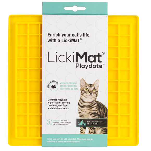 LickiMat Classic Cat Playdate – Soft Silicone Licking Mat, Purple, Promotes Calm and Healthy Eating