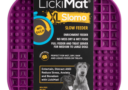 LickiMat Slomo XL Black Licking Mat – Hard Textured Design, Engaging Slow Feeder for Medium and Large Breeds