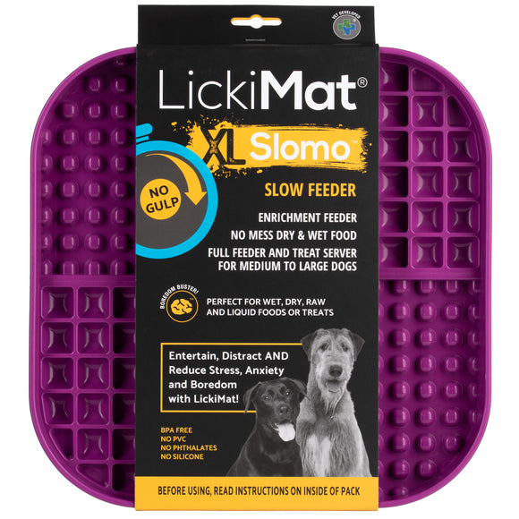 LickiMat Slomo XL Black Licking Mat – Hard Textured Design, Engaging Slow Feeder for Medium and Large Breeds