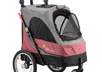 Show Tech Petstro 3-Wheel Buggy – Grey and Pink Stroller, Lightweight, Supports Up to 30kg