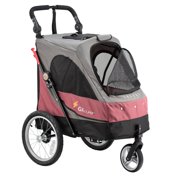 Show Tech Petstro 3-Wheel Buggy – Grey and Pink Stroller, Lightweight, Supports Up to 30kg