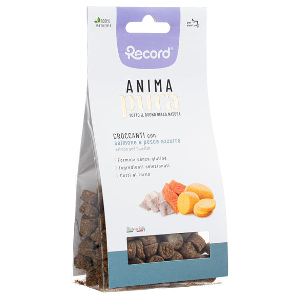 Record Anima Pura Salmon and Bluefish Treats 75g – Healthy Snack with Potatoes, Natural Ingredients