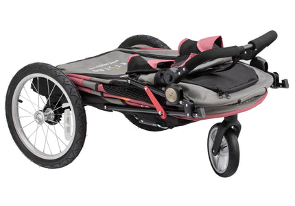 Show Tech Petstro 3-Wheel Buggy – Grey and Pink Stroller, Lightweight, Supports Up to 30kg
