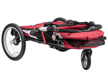 Show Tech Petstro Large 3-Wheel Buggy – Sturdy Red and Grey Stroller, Up to 45kg Capacity