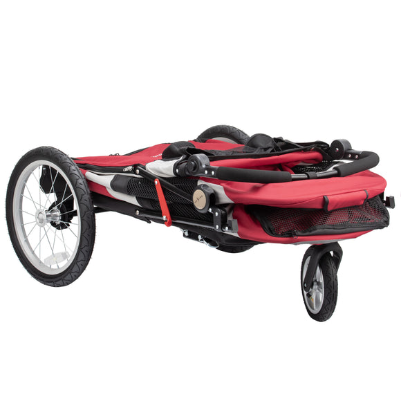 Show Tech Petstro Large 3-Wheel Buggy – Sturdy Red and Grey Stroller, Up to 45kg Capacity