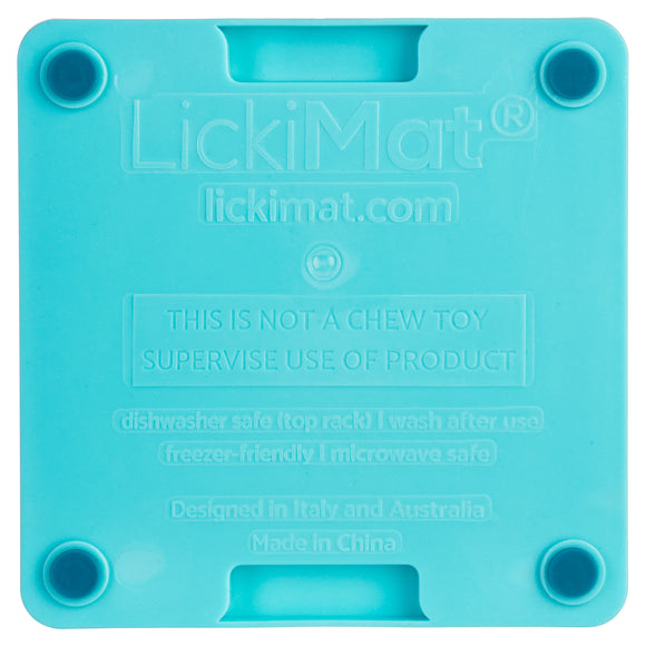LickiMat Mini Tuff Buddy Licking Mat – Hard Cross Pattern, Turquoise, Small Size