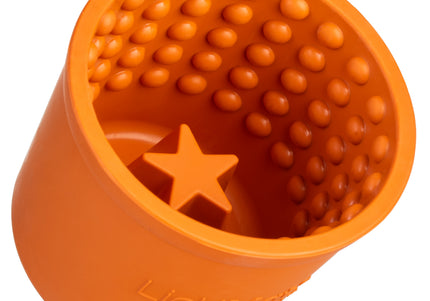 LickiMat Yoggie Pot Licking Cup – Orange Textured Enrichment Toy with Studs, Durable Design