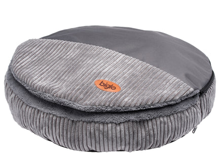 Biglo Cleo Corduroy Dog Bed with Removable Cover, Medium Size, Grey