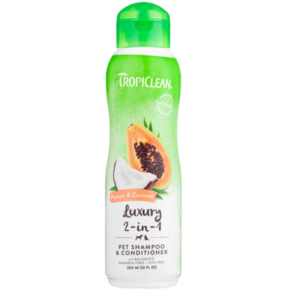 Tropiclean Papaya & Coconut 2in1 Shampoo and Conditioner – Fruity Cleansing and Moisturizing Formula, 355ml