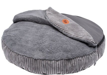 Biglo Cleo Corduroy Dog Bed with Removable Cover, Medium Size, Grey