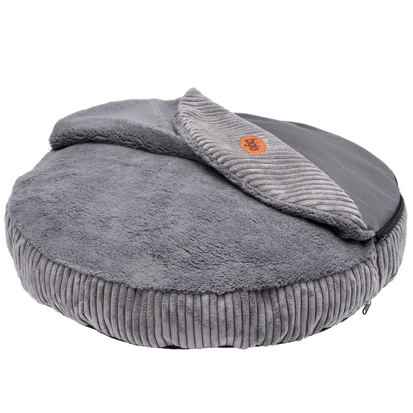 Biglo Cleo Corduroy Dog Bed with Removable Cover, Medium Size, Grey